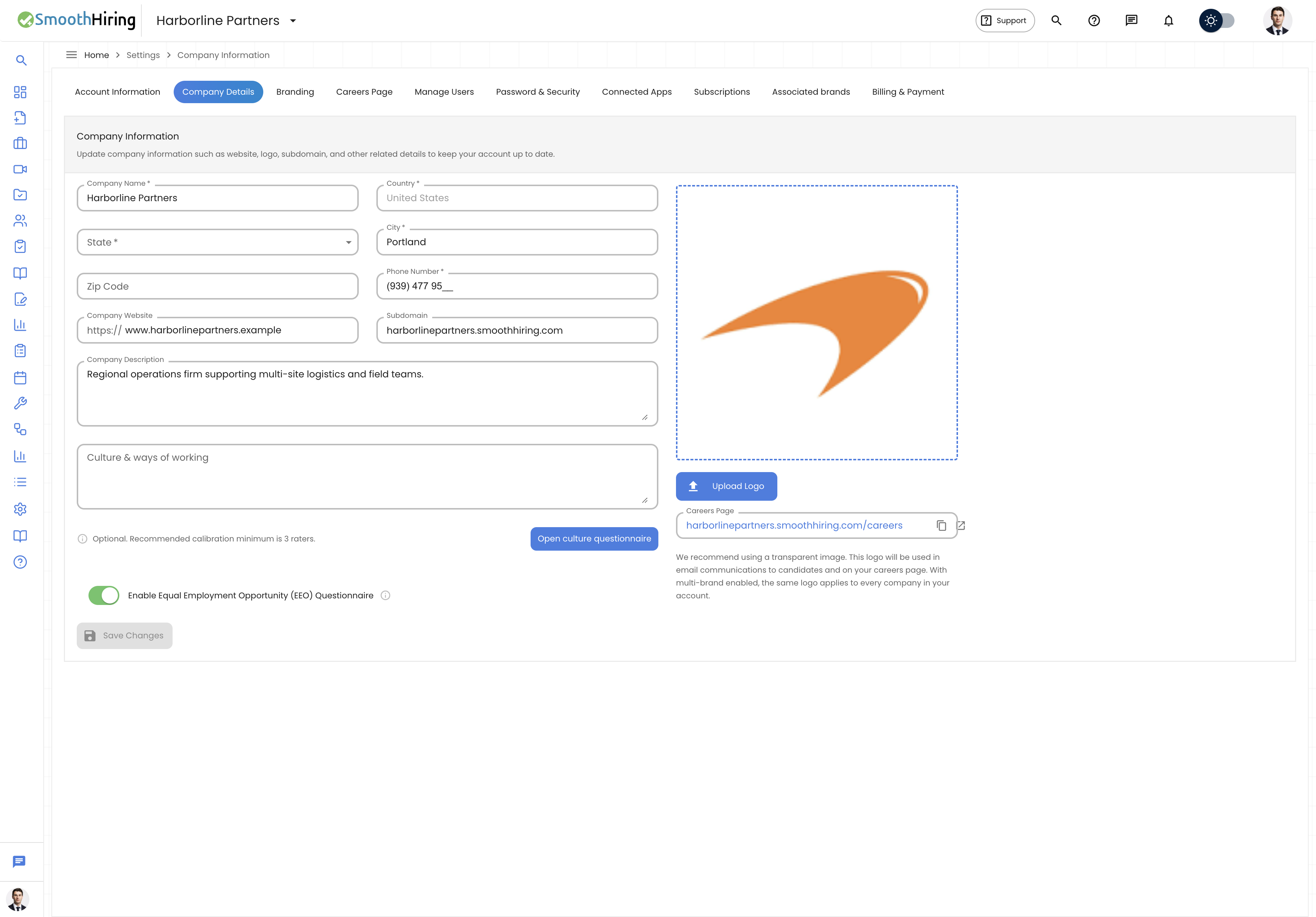 EEO on Company Details