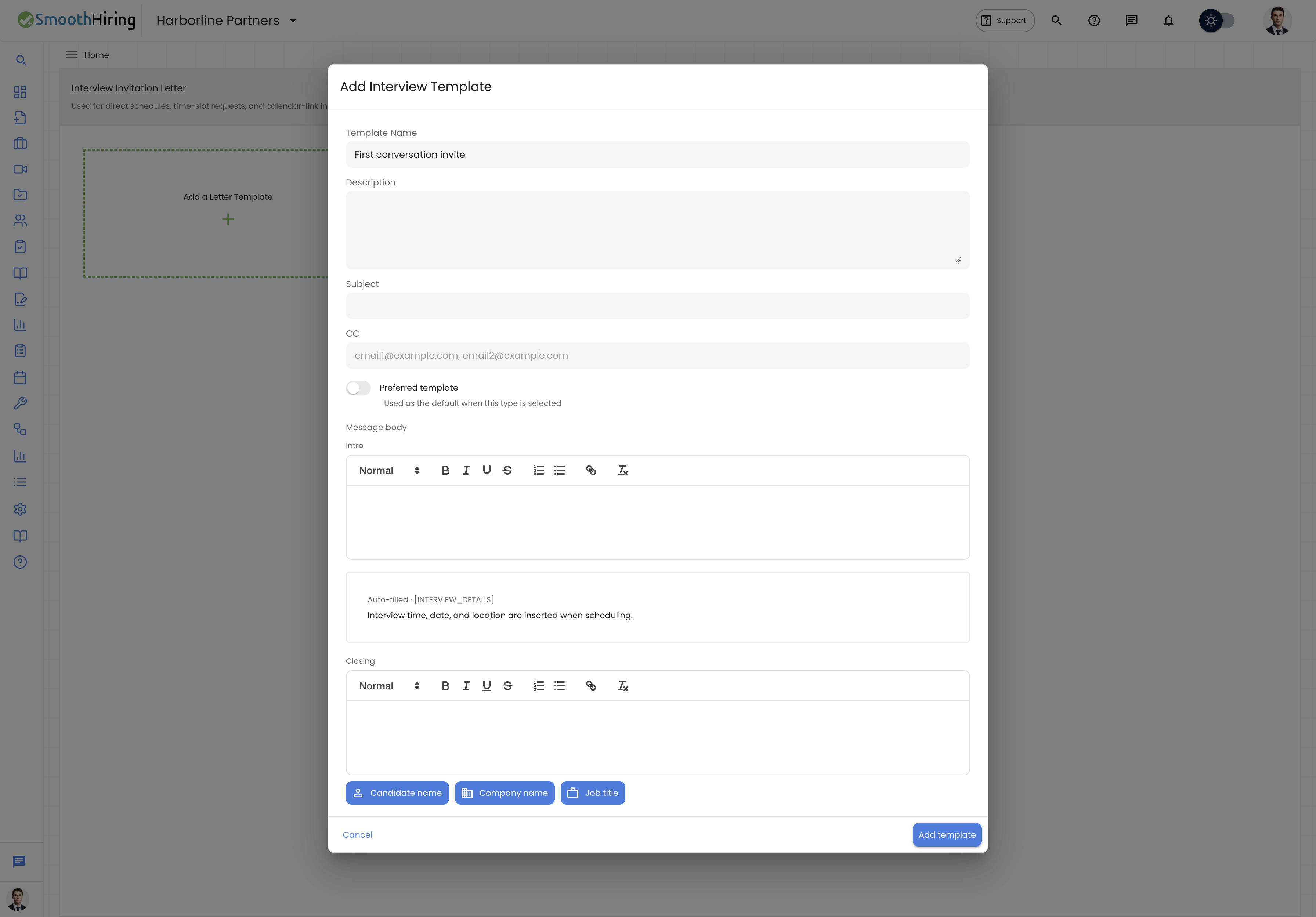 Interview templates