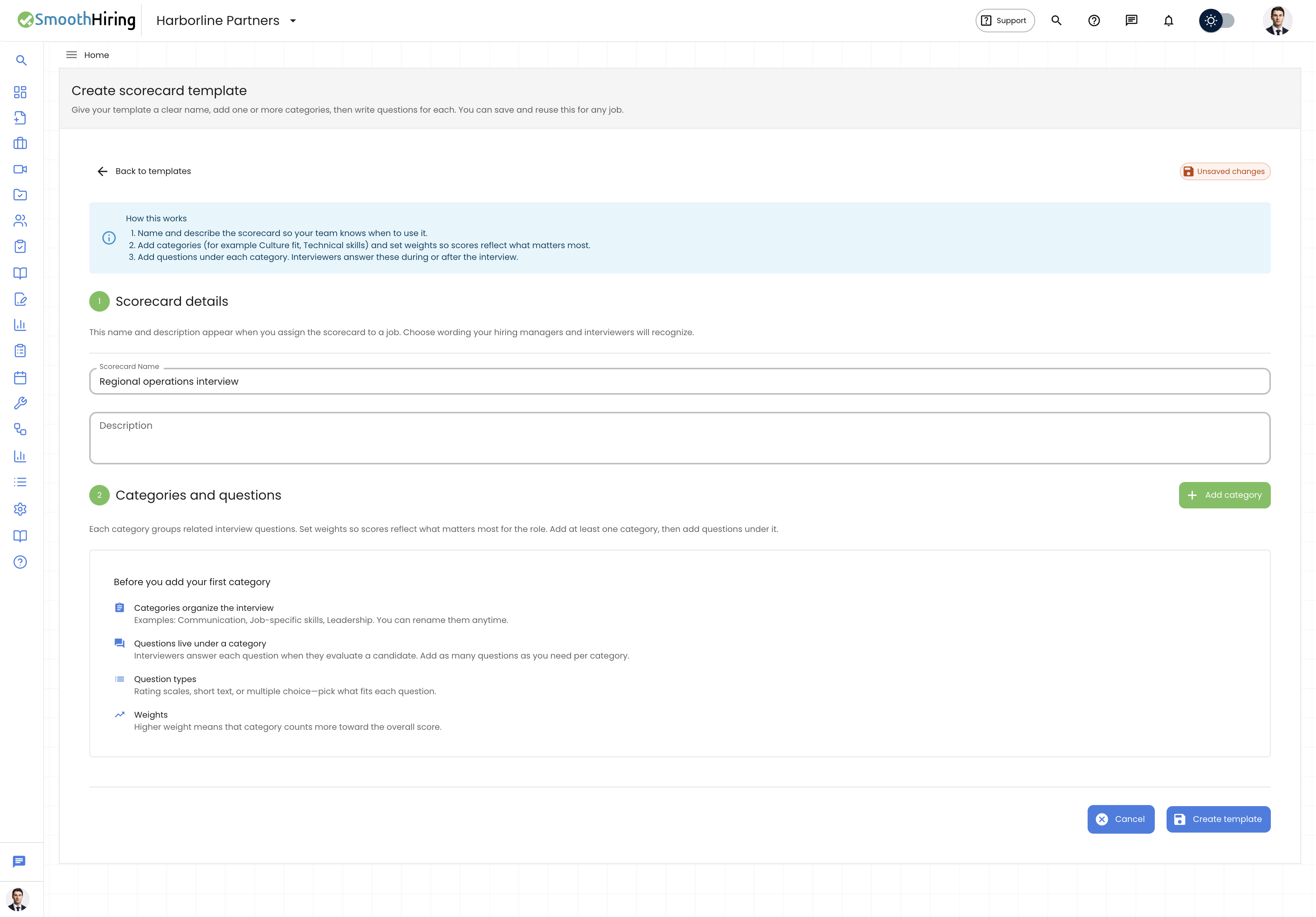 Scorecard template builder