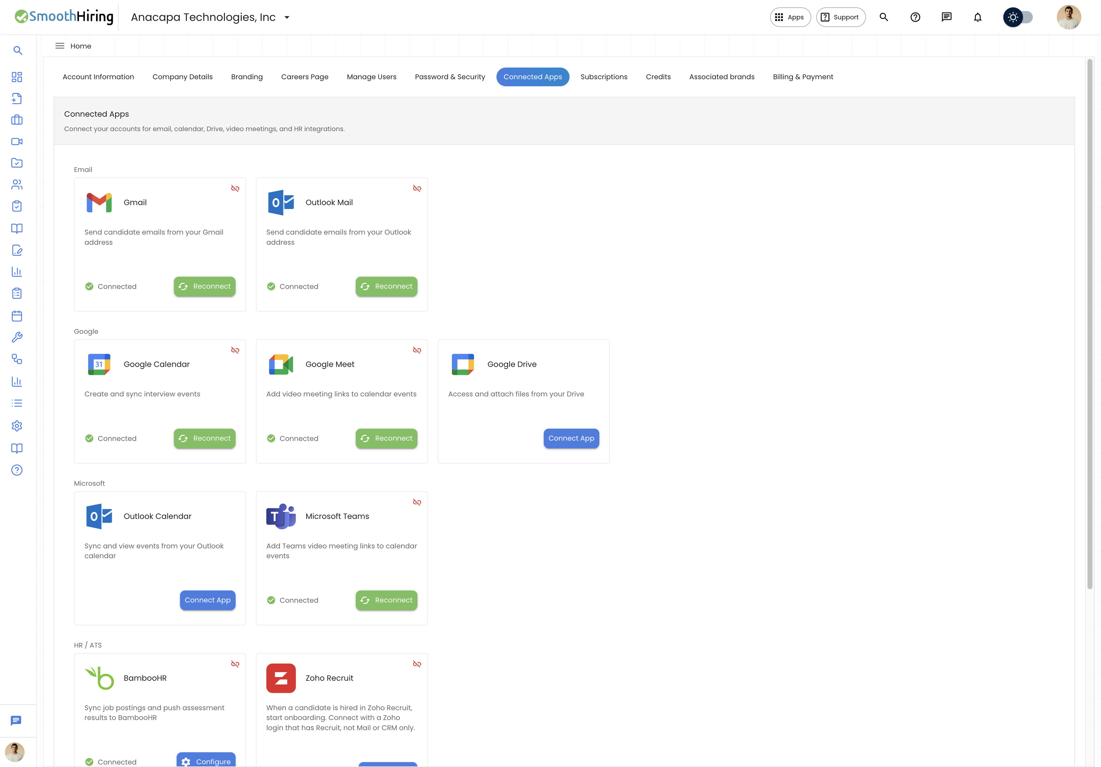 Connected Apps in SmoothHiring