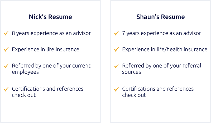 Nick and Shaun’s Resumes